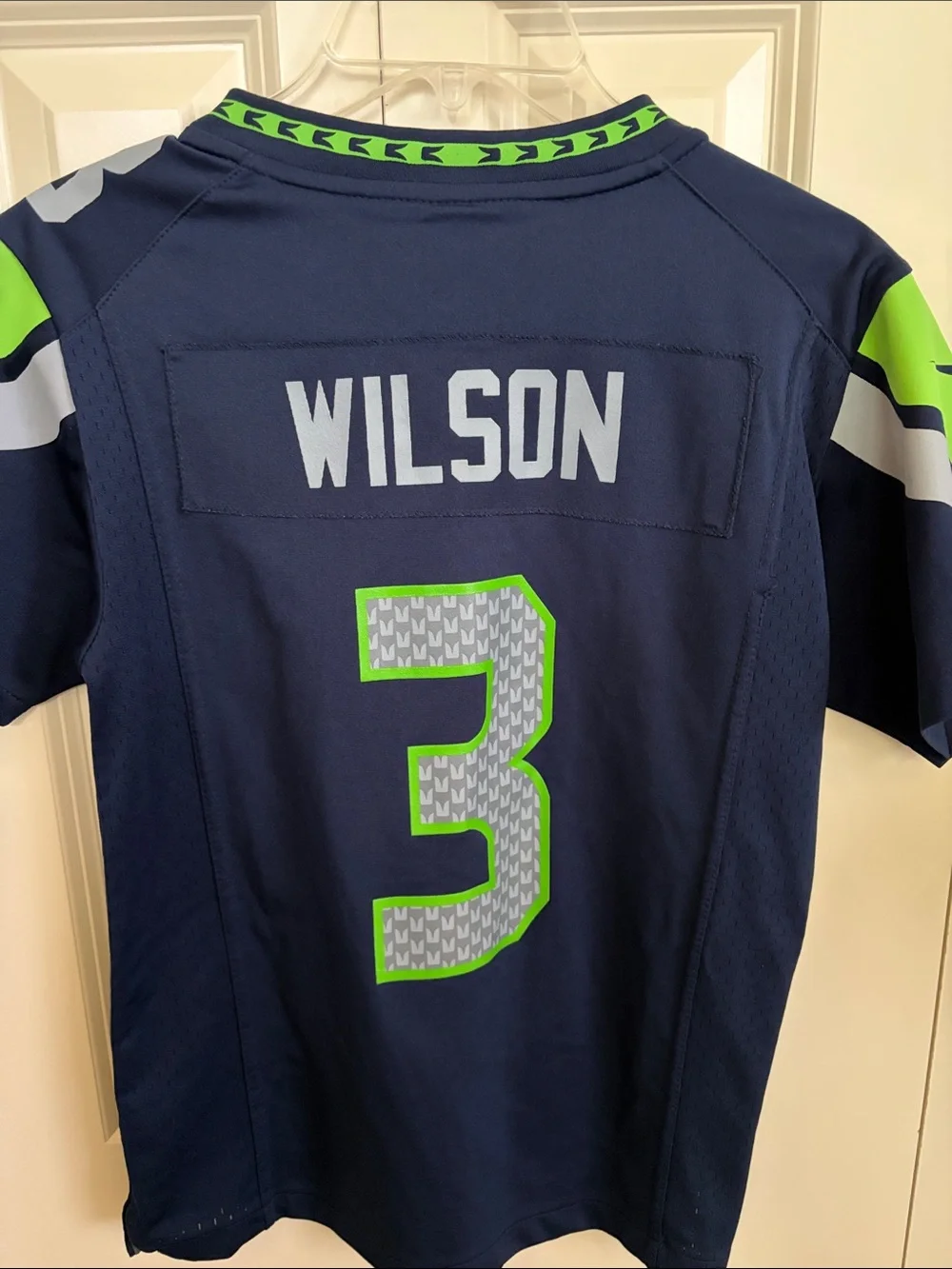 Nike Youth Navy & Neon Green Seattle Seahawks #3 Wilson Football Jersey